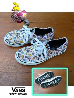 Vans Kids Pink Mario Princess Peach Graphic Lace-Up Sneakers